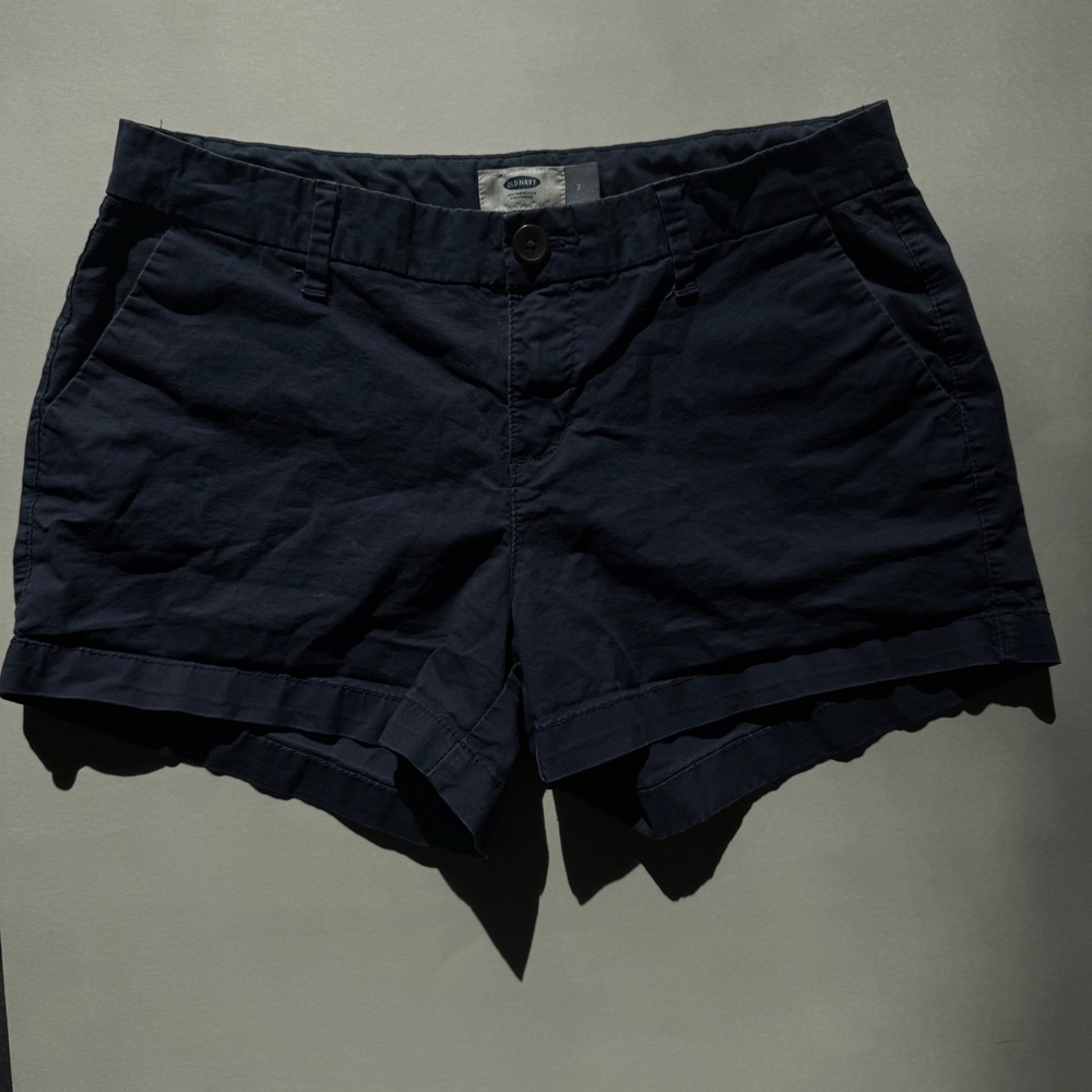 Old Navy Womens Navy Blue Chino Shorts Size 2 Stretch Cotton Twill